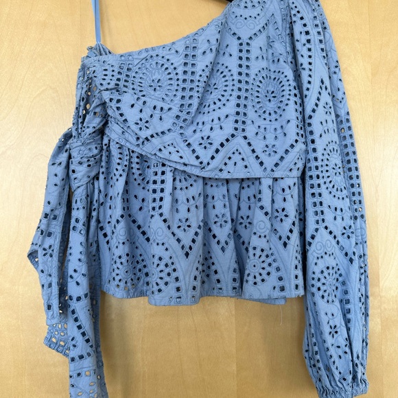 Ganni one-shoulder broderie top - Picture 3 of 4